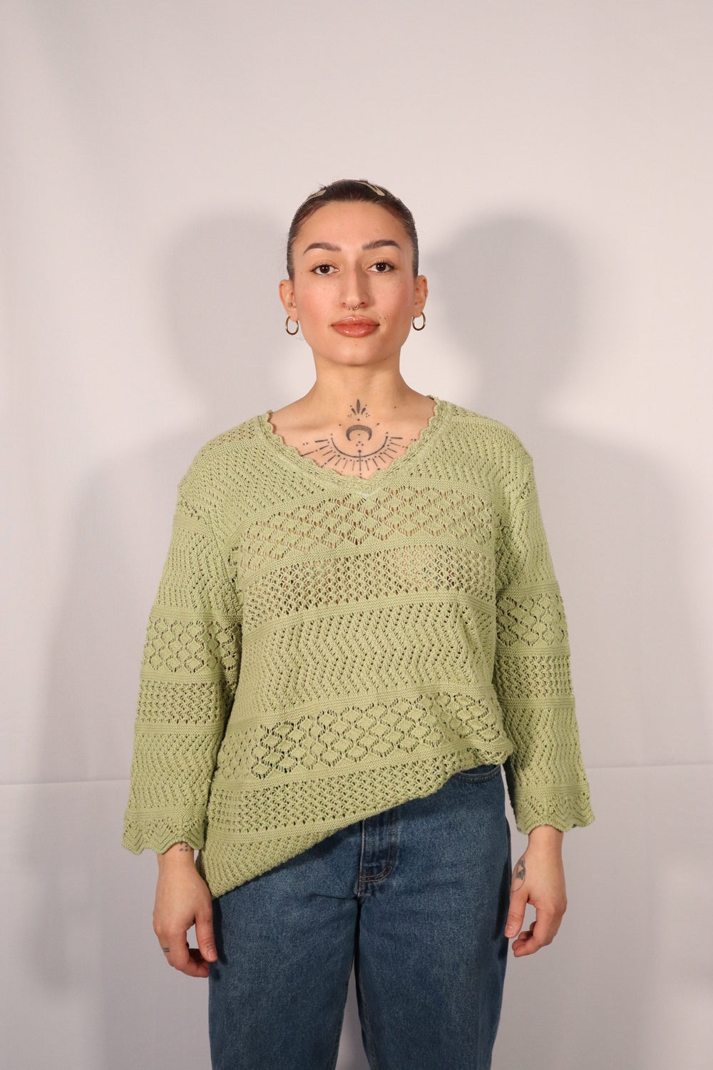 CHANDAIL EN TRICOT VERT PISTACHE