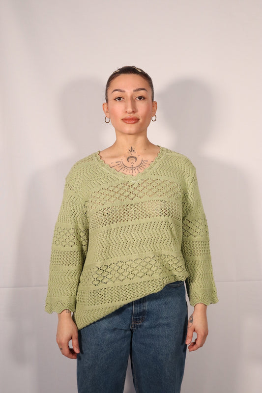 CHANDAIL EN TRICOT VERT PISTACHE