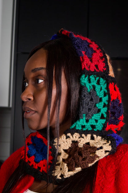 BALACLAVA EN TRICOT FLEURI