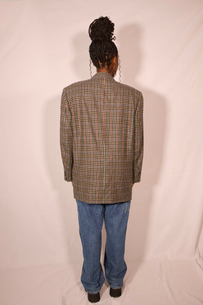 VESTON A CARREAUX VERT GRIS ET ROUGE