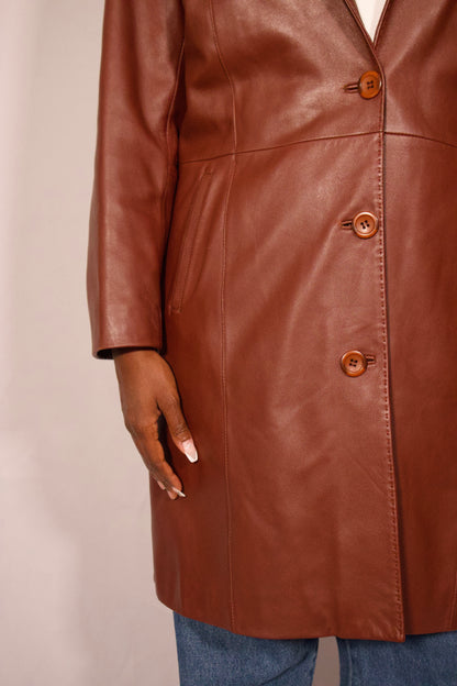 MANTEAU DE CUIR NOISETTE