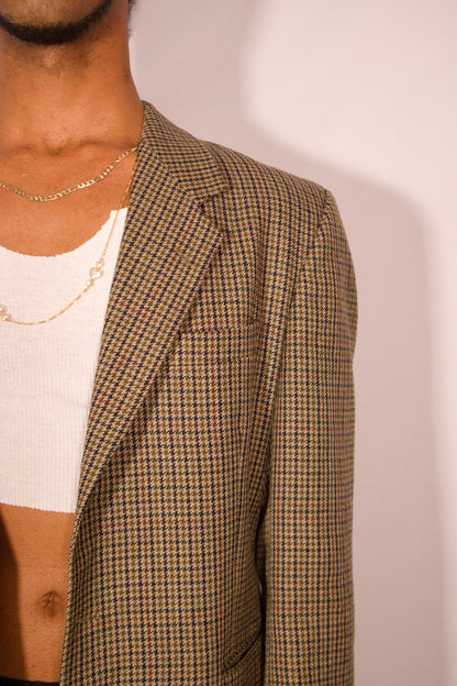 VESTON A CARREAUX VERT BLEU ET BRUN