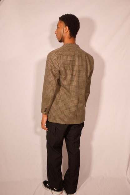 VESTON A CARREAUX VERT BLEU ET BRUN