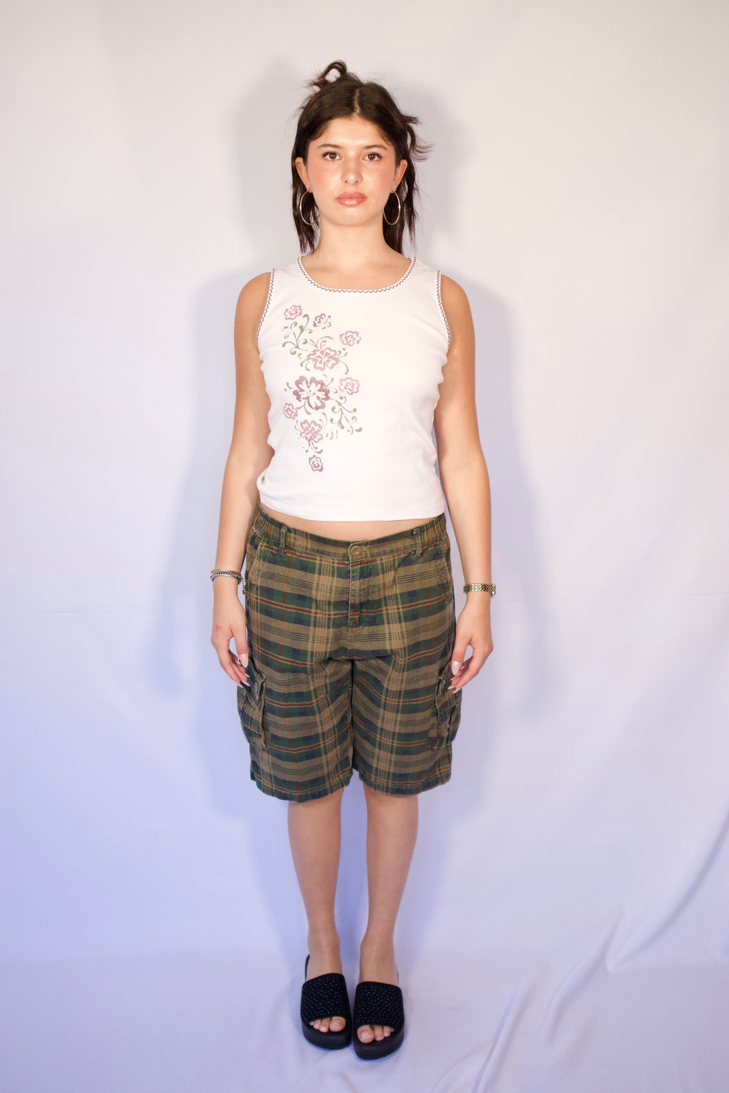 DÉBARDEUR BLANC AVEC MOTIFS DE FLEUR