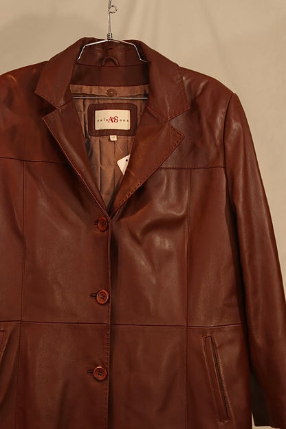 MANTEAU DE CUIR NOISETTE