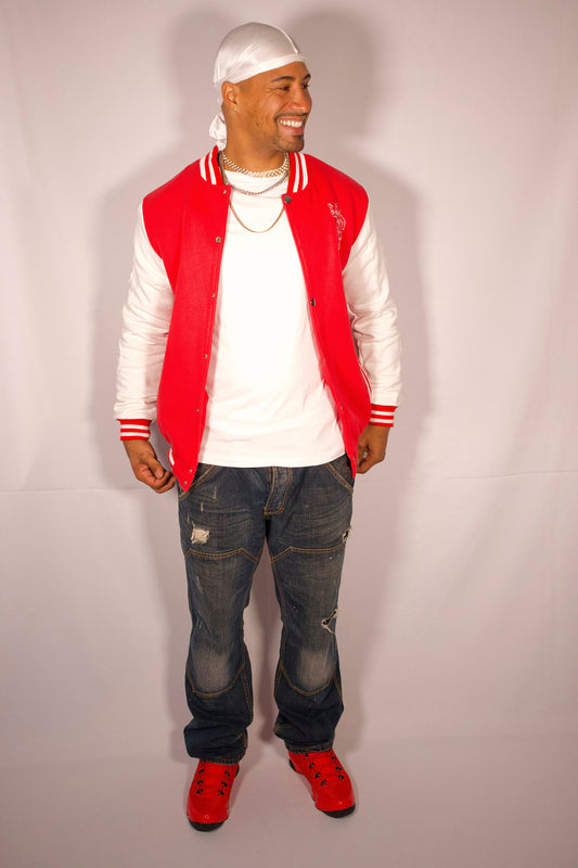 VESTE VARSITY ROUGE ET BLANC