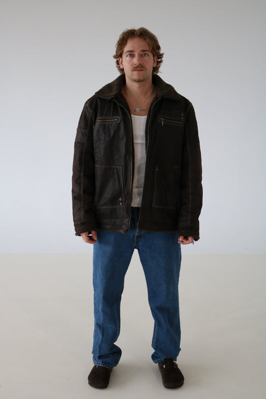 MANTEAU DE CUIR BRUN