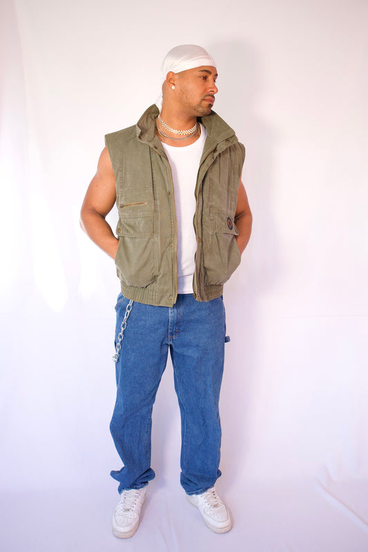 VESTE SANS MANCHES VERT KAKI