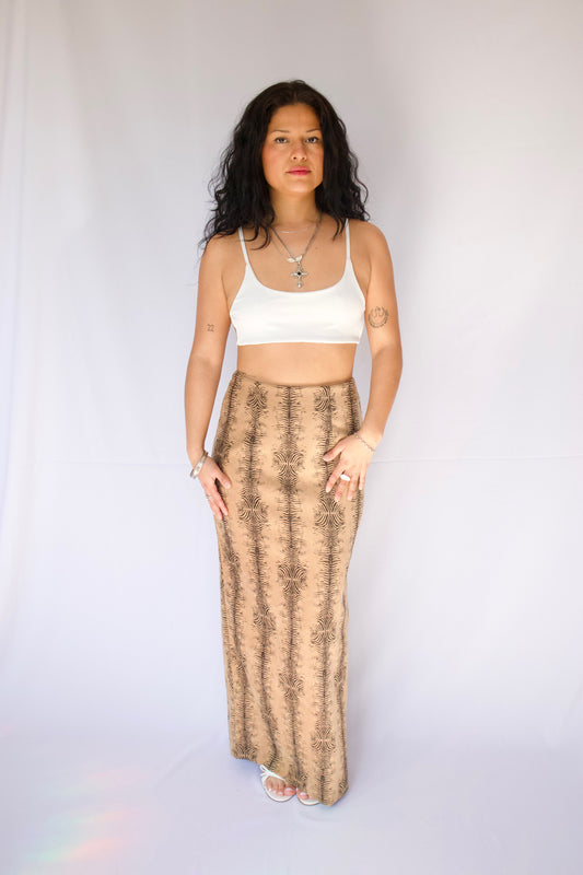 MAXI JUPE TIGRÉ BEIGE ET NOIR