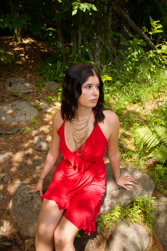 ROBE ROUGE DECOLLETÉ