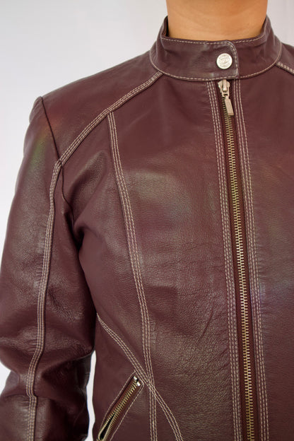 MANTEAU DE CUIR MAUVE