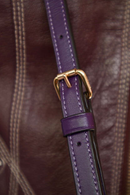 Bandoulière mauve ajustable en cuir avec boucle dorée sac Coach