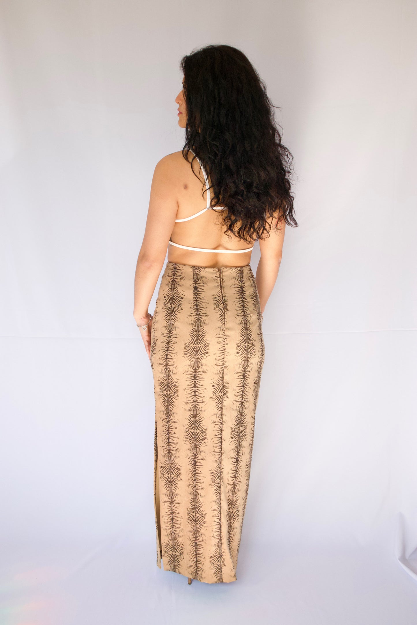 MAXI JUPE TIGRÉ BEIGE ET NOIR