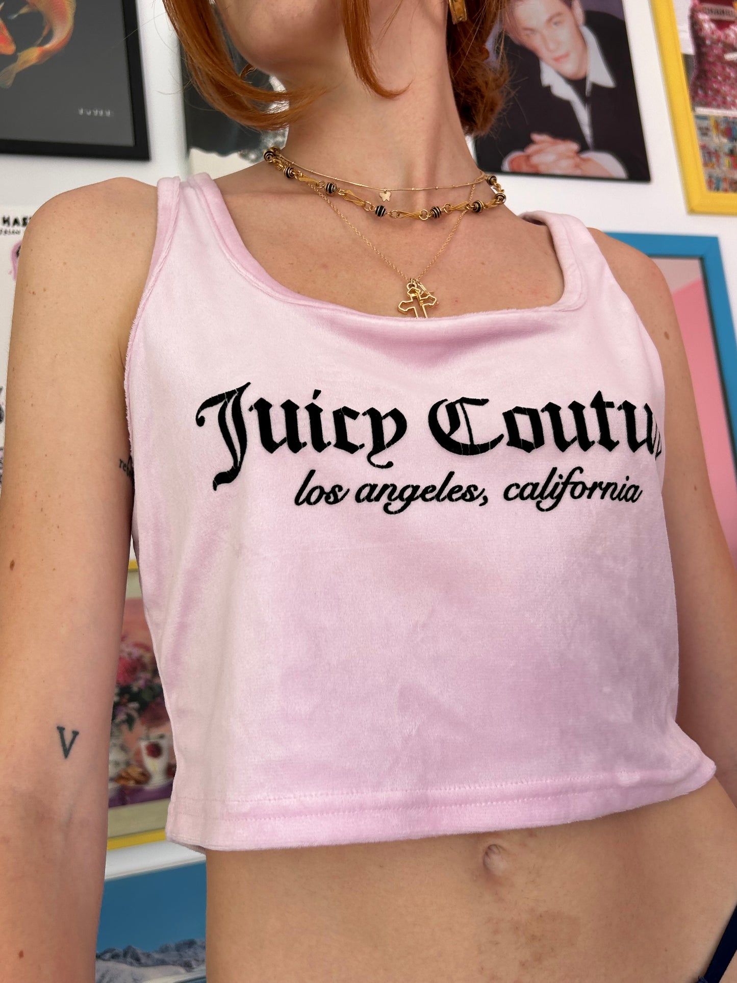 CAMISOLE EN VELOUR ROSE CLAIR