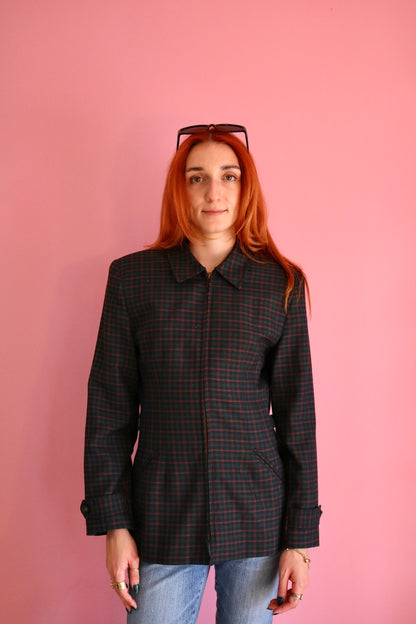 MANTEAU CARREAUX ROUGE ET VERT