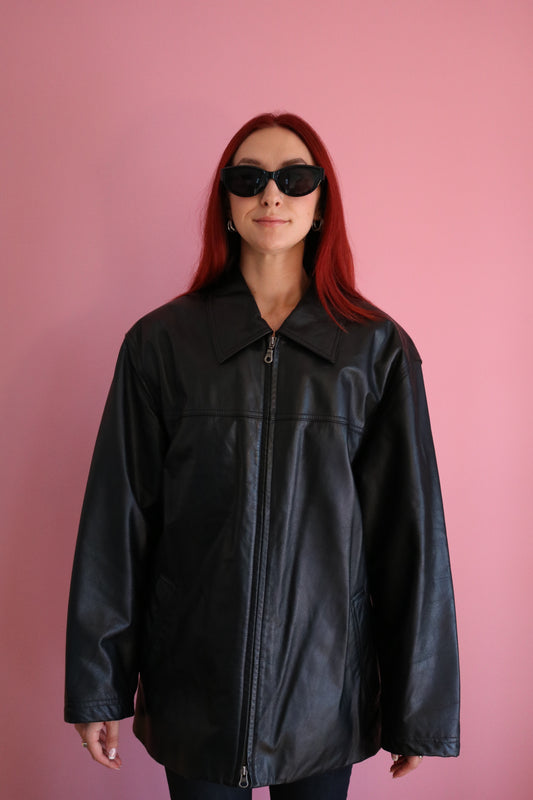 MANTEAU DE CUIR CLASSIQUE NOIR