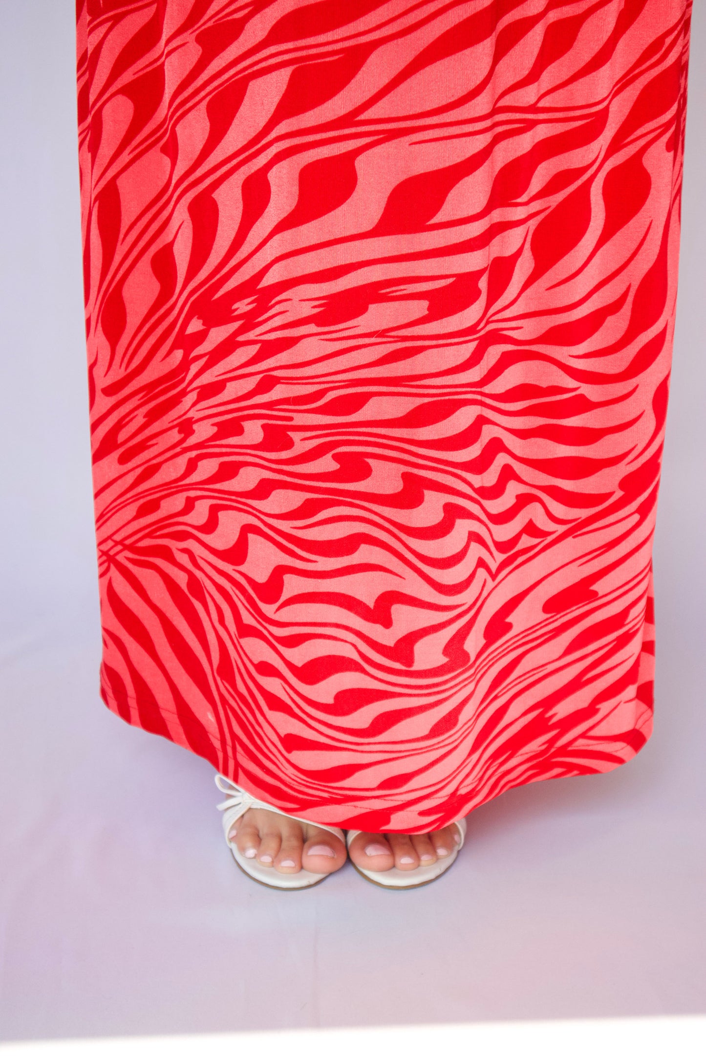 MAXI JUPE TIGRÉ ROUGE ET ROSE