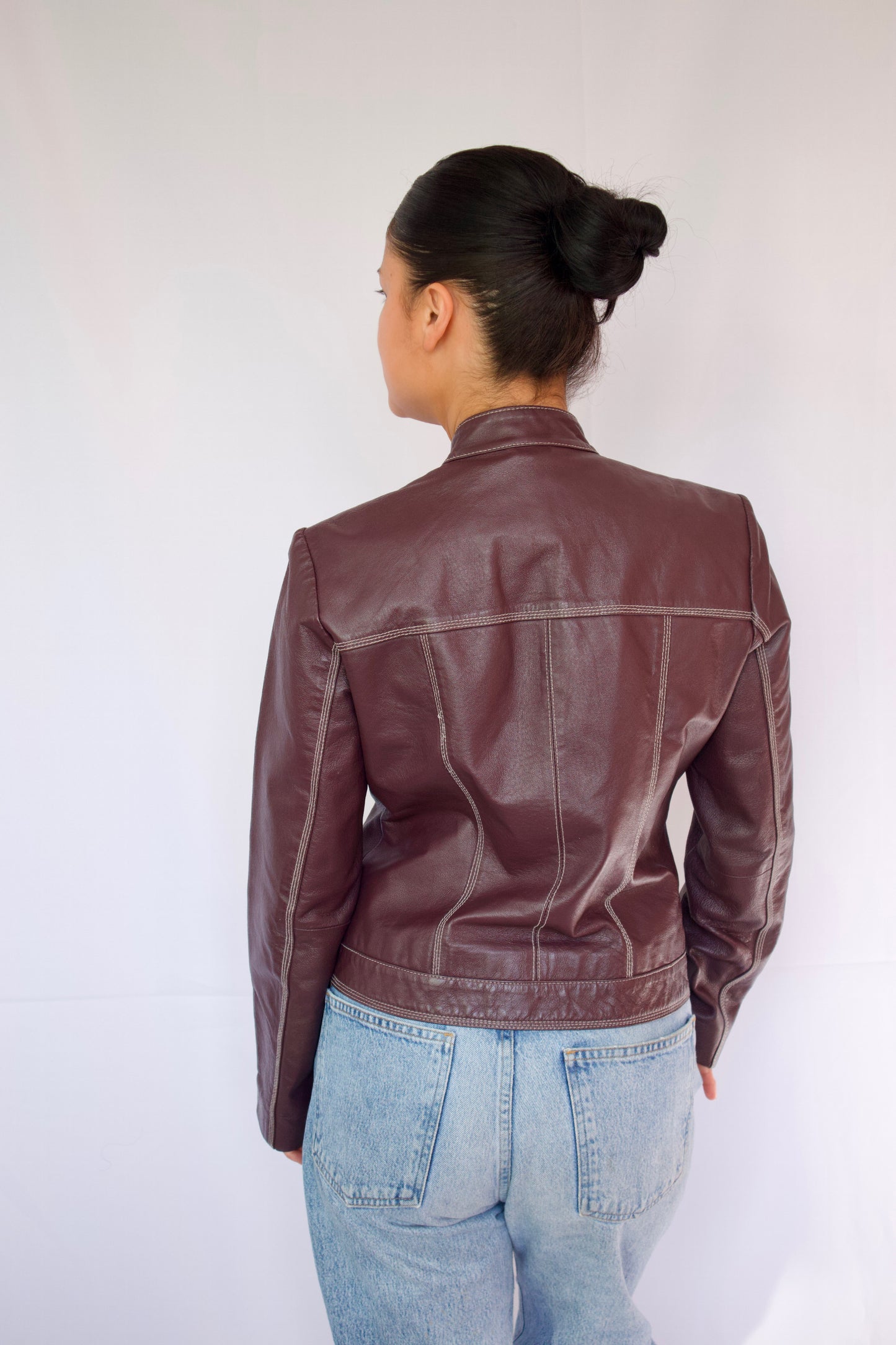 MANTEAU DE CUIR MAUVE