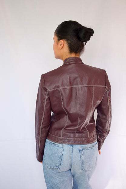 MANTEAU DE CUIR MAUVE