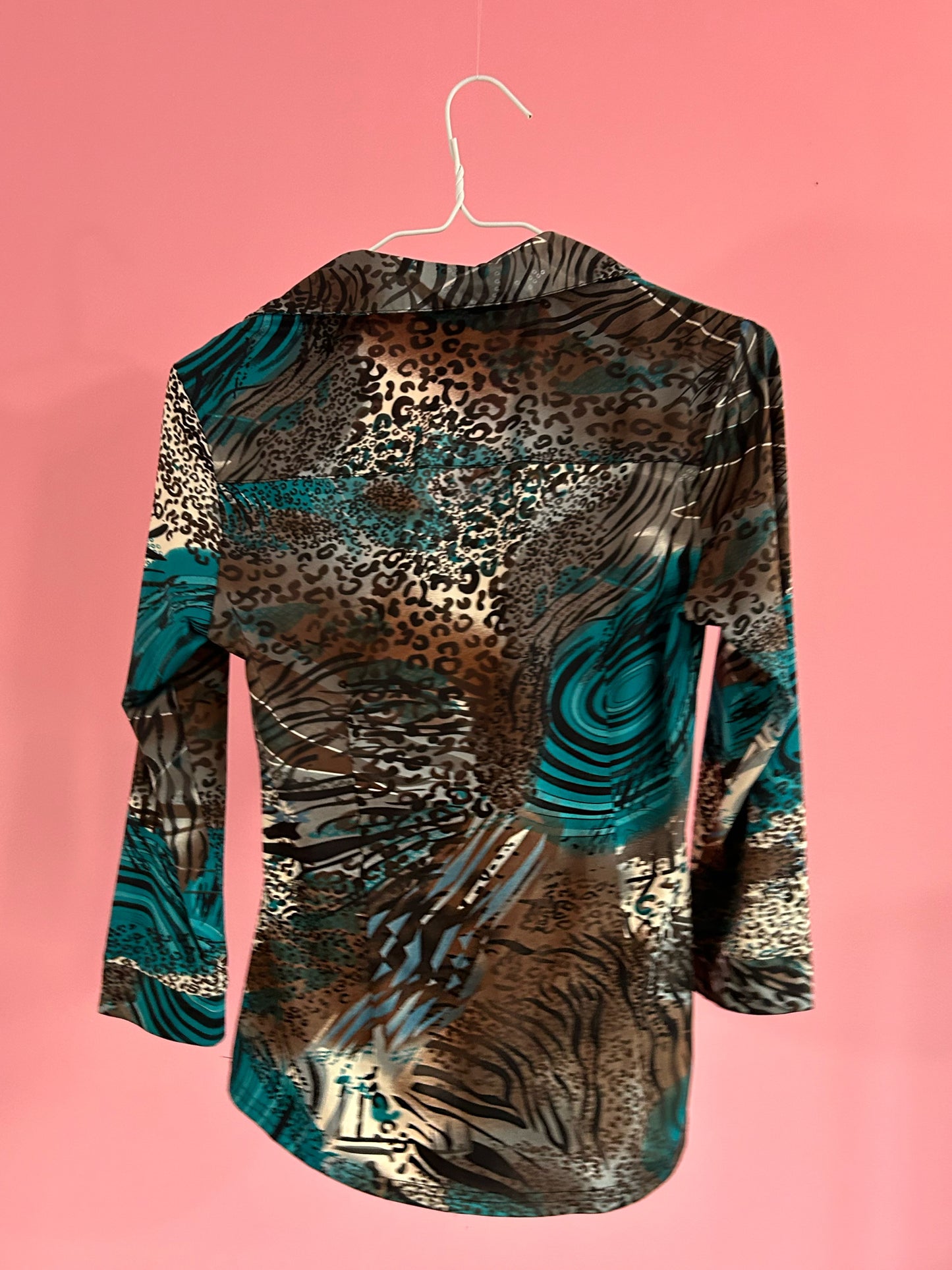 CHEMISE LÉOPARD TURQUOISE