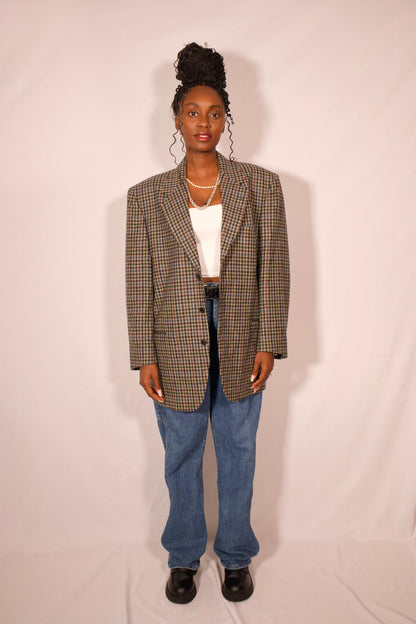 VESTON A CARREAUX VERT GRIS ET ROUGE