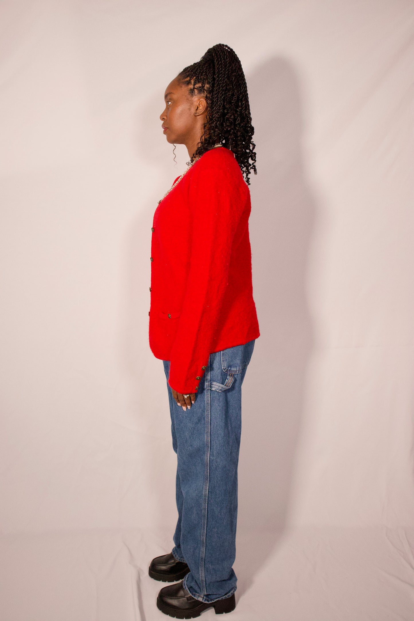 VESTE EN TRICOT DE LAINE ROUGE