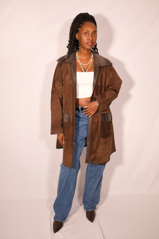 MANTEAU LONG BRUN RÉVERSIBLE