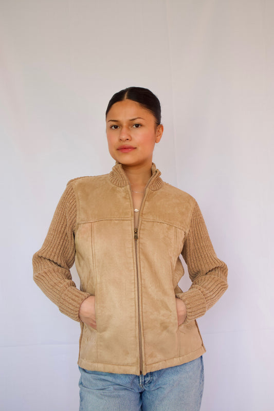 VESTE EN SUEDE BEIGE