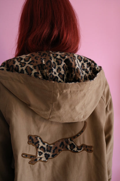 MANTEAU BRUN CLAIR À MOTIF LÉOPARD