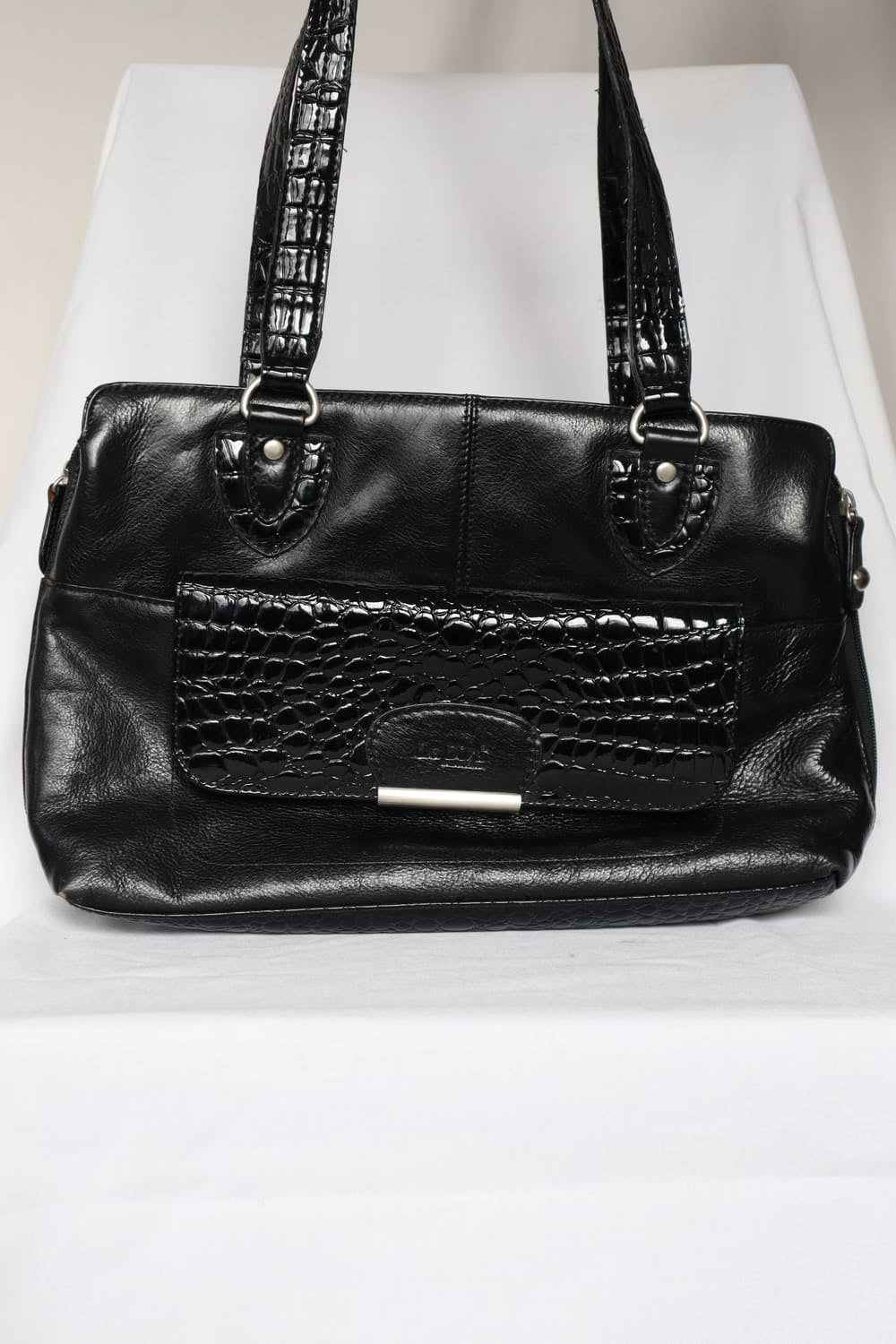 Sac noir faux crocodile