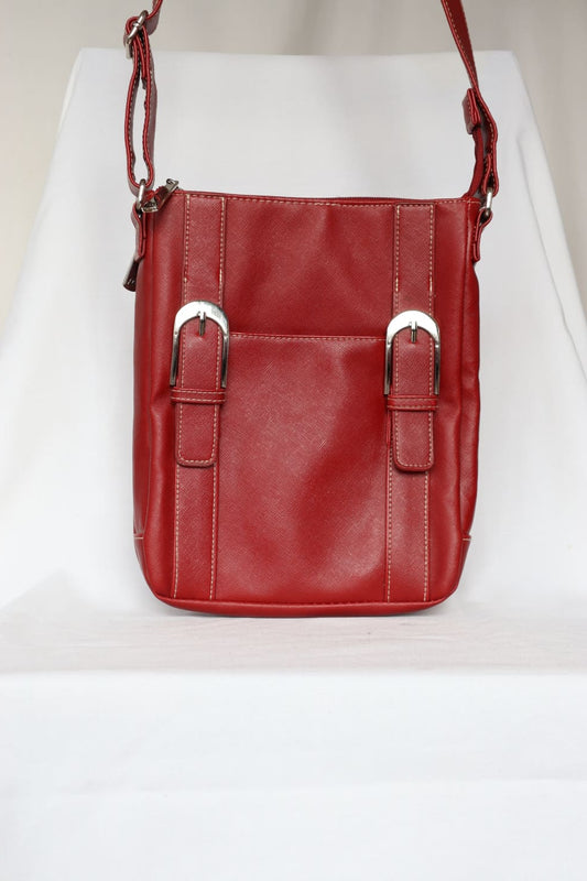 Sacoche rouge en cuir