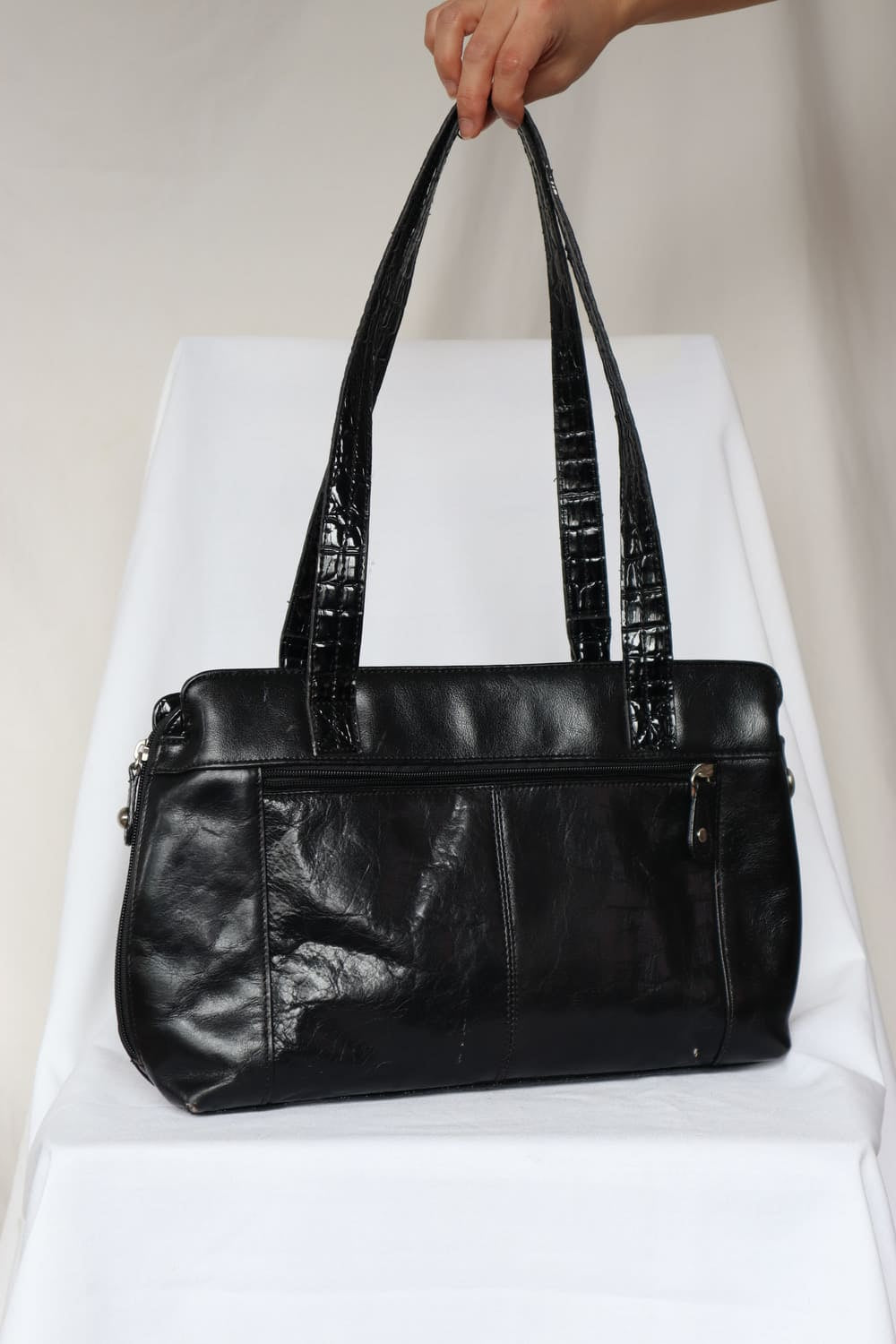 Sac noir faux crocodile