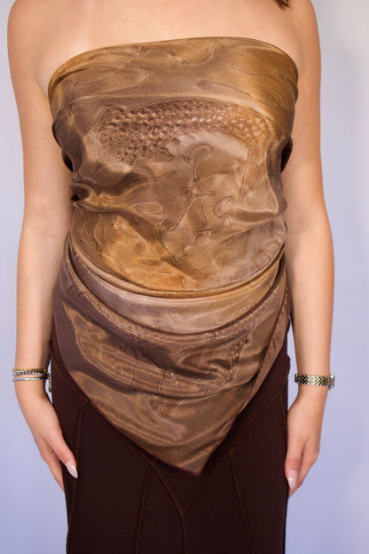 FOULARD BRUN SATINÉ