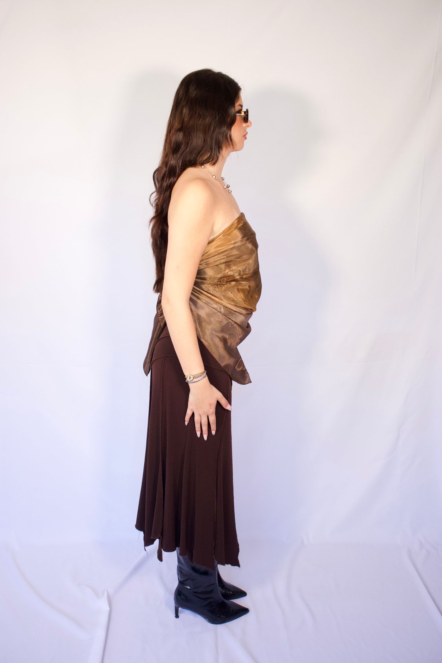 FOULARD BRUN SATINÉ