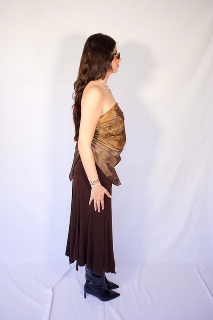 FOULARD BRUN SATINÉ
