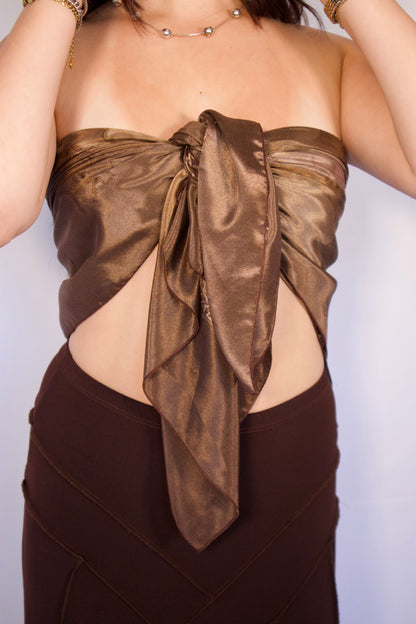 FOULARD BRUN SATINÉ