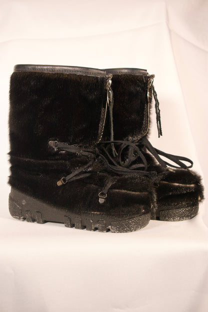 bottes Bilodeau cuir noir vintage