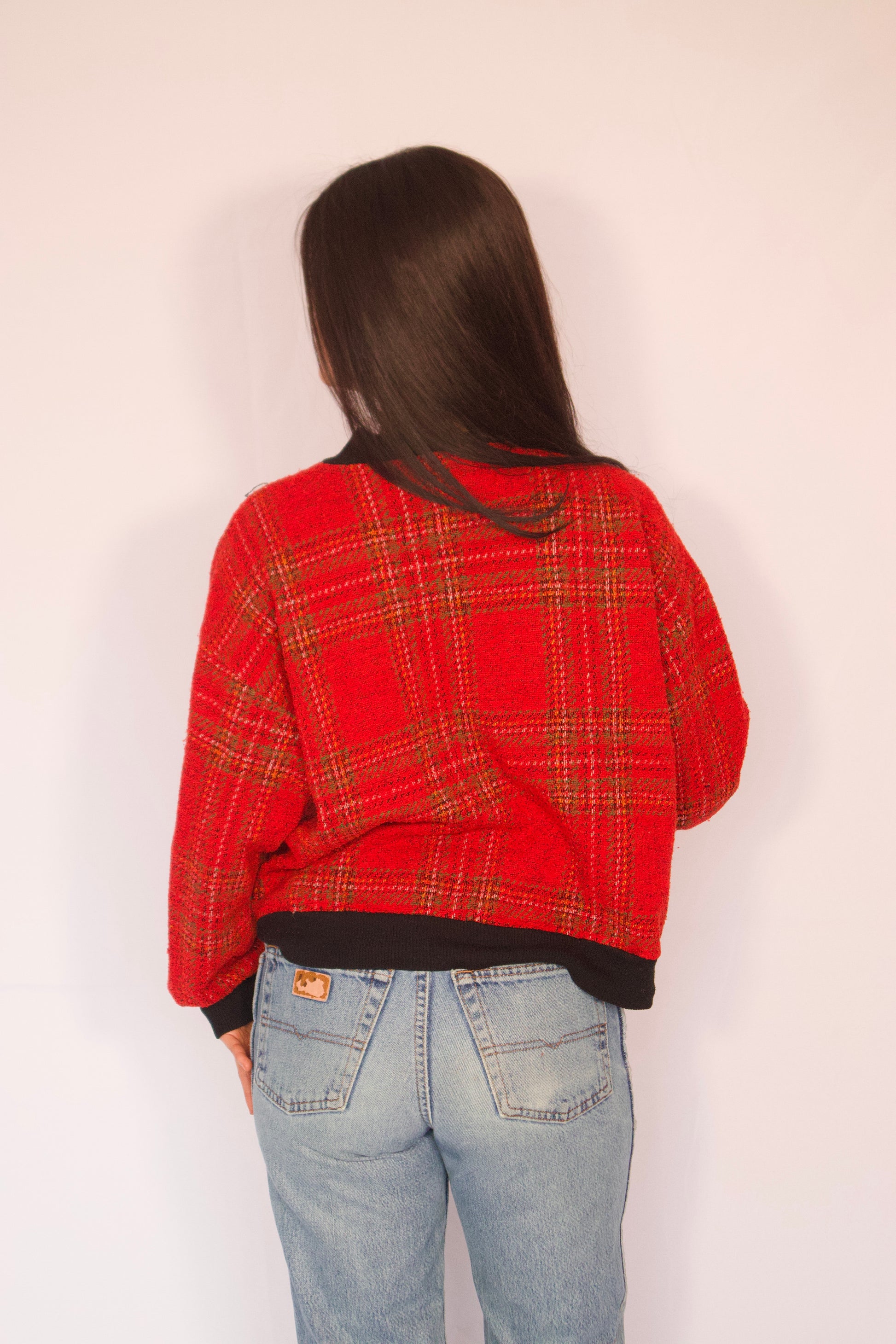 cardigan vintage Ates rouge vue de dos