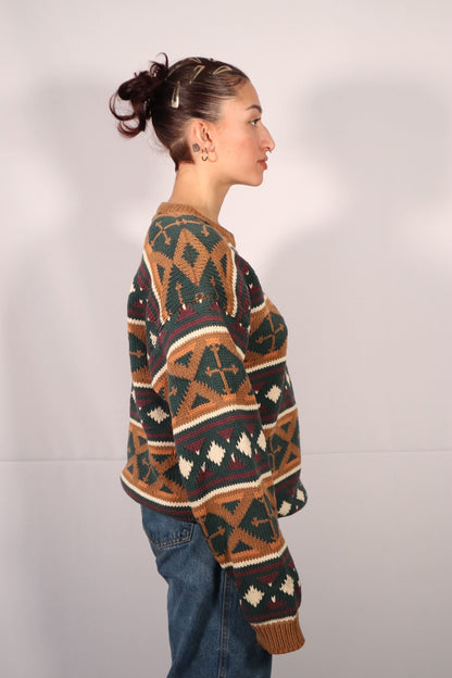 chandail tricot motif géométrique profil