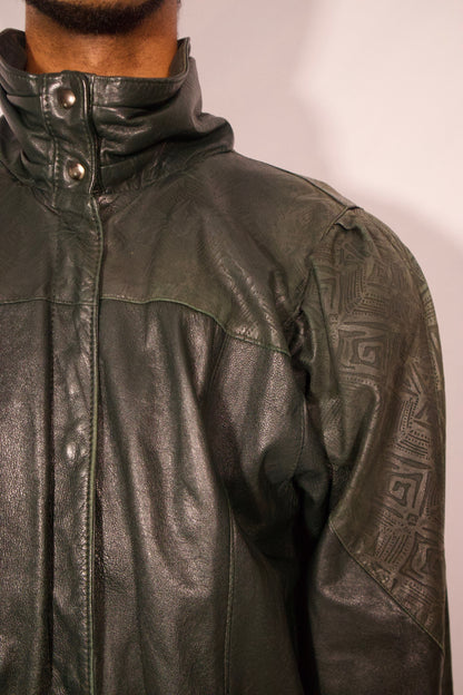 détail texture cuir vert