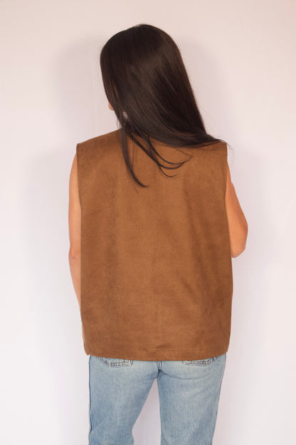 gilet vintage beige seconde main vue de dos