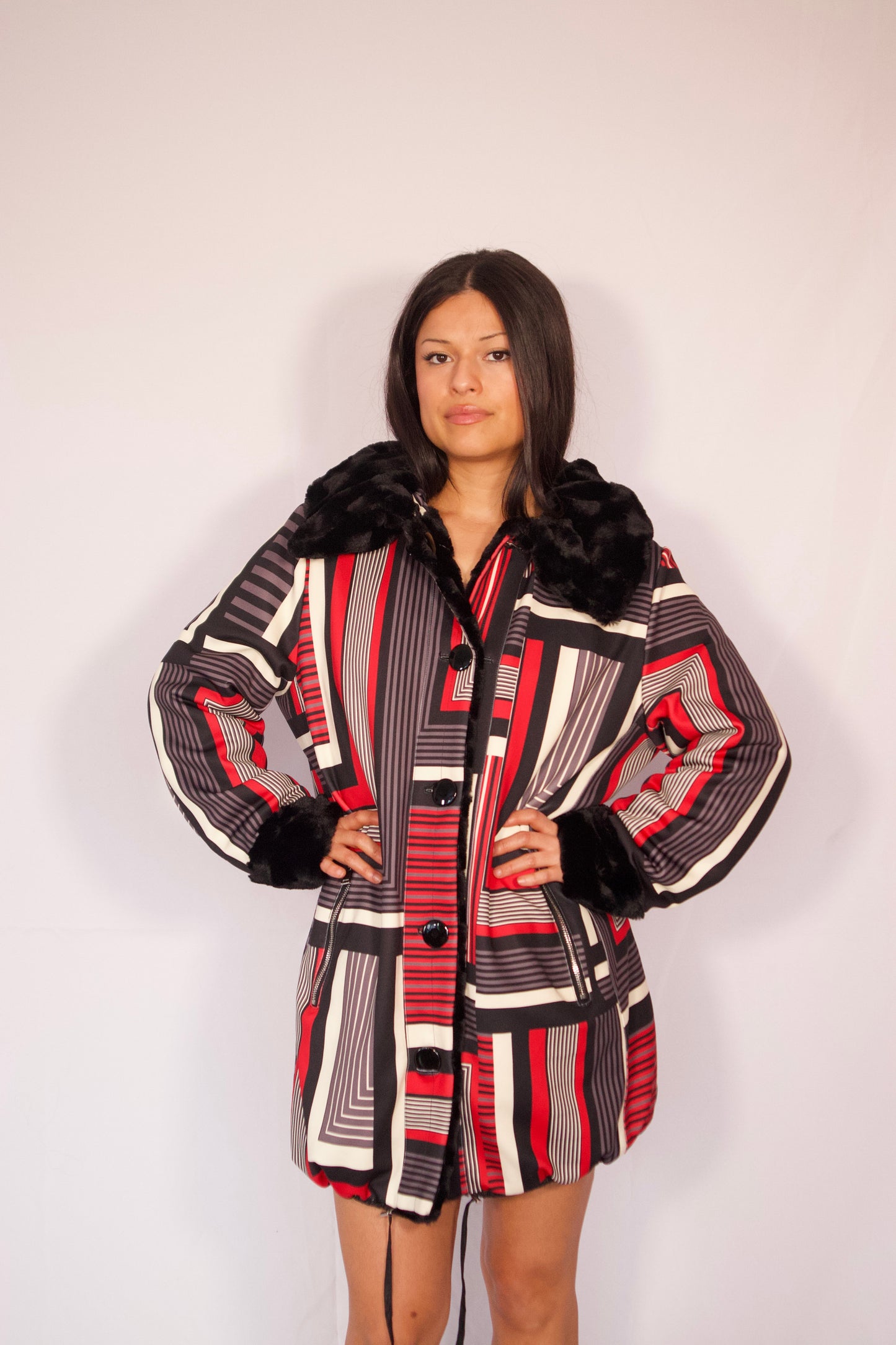 manteau réversible Moffi graphique porté