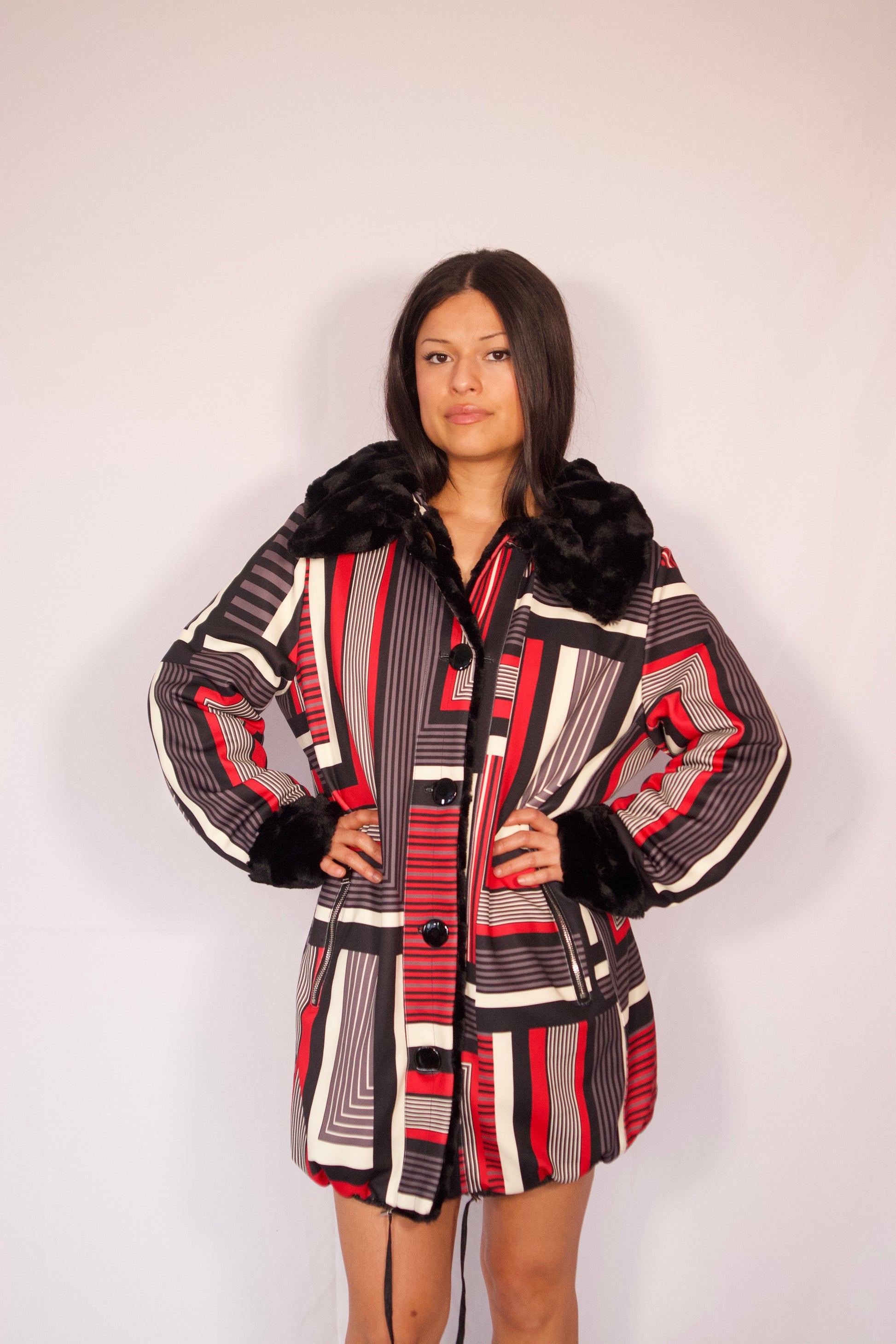 manteau réversible Moffi graphique porté