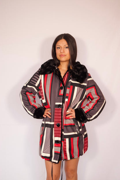manteau réversible Moffi graphique porté