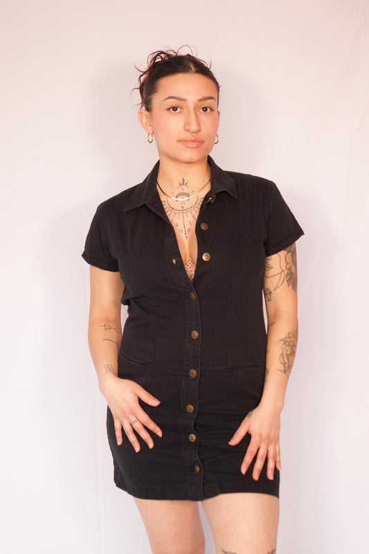 robe chemise noire Stone Canyon ajustée seconde main portée