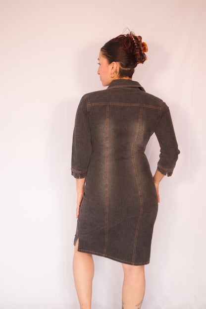 robe denim gris seconde main vue de dos