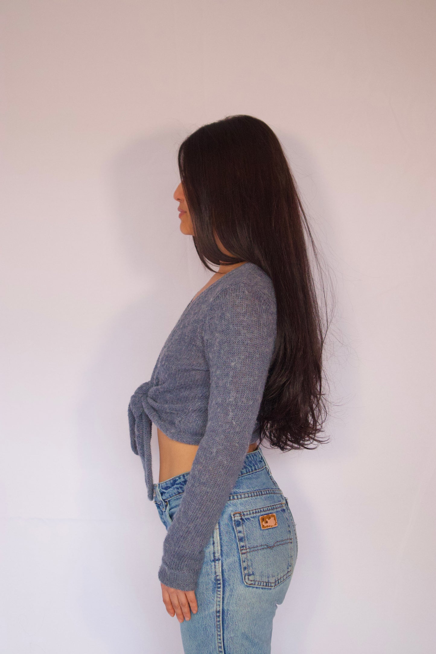 veste bleu vue de profil