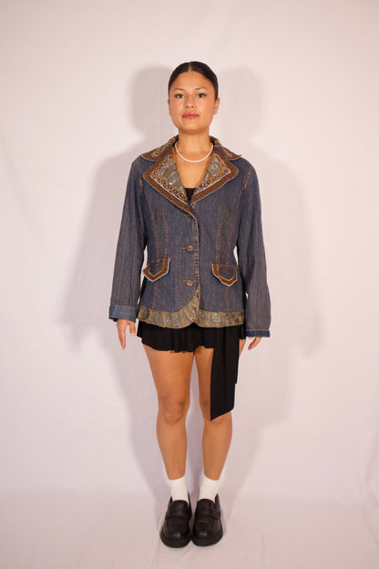 veste denim pailletée vue de face