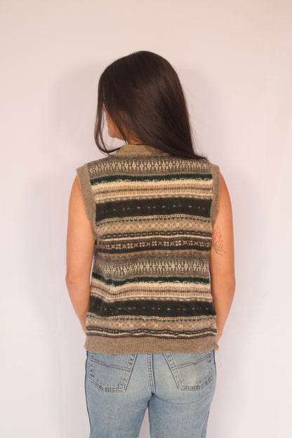 veste tricot motifs terreux vue de dos