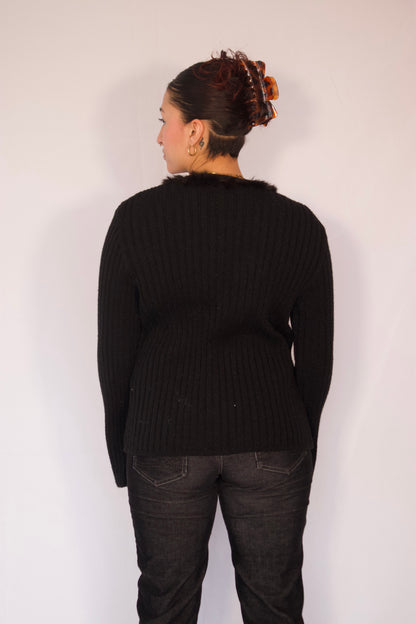veste tricot noir vue de dos